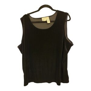 Vintage Koret Black Velvet Sleeveless Shell Top Evening Formal Size 2X